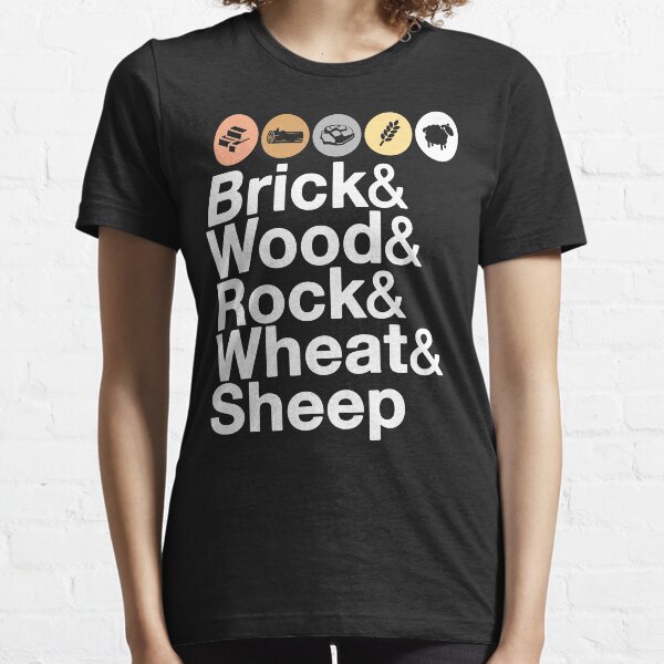 Helvetica Settlers of Catan: Brick, Wood, Rock, Wheat, Sheep | Board Game Geek Ampersand Design Essential T-Shirt