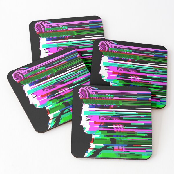 Item preview, glitched colorful cyberspace happy woman face designed and sold by matintheworld ( delcarmat ).