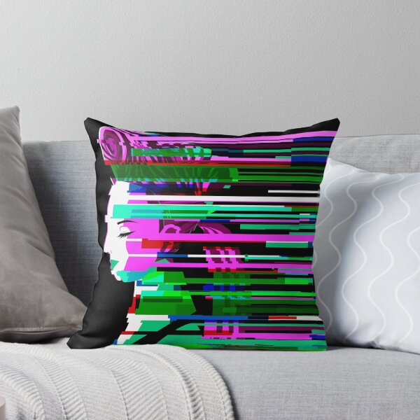 Item preview, glitched colorful cyberspace happy woman face designed and sold by matintheworld ( delcarmat ).