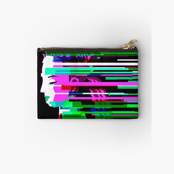 Item preview, glitched colorful cyberspace happy woman face designed and sold by matintheworld ( delcarmat ).