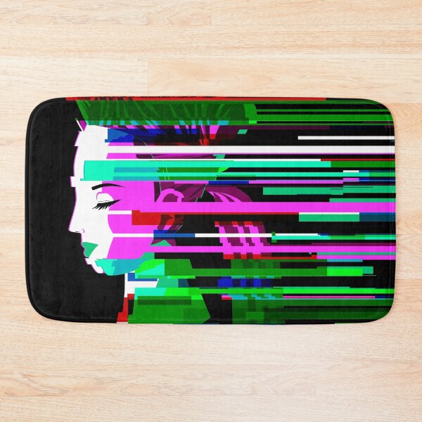 Item preview, glitched colorful cyberspace happy woman face designed and sold by matintheworld ( delcarmat ).