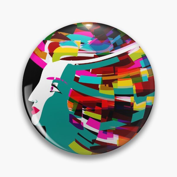 Item preview, glitched colorful cyberspace happy woman face designed and sold by matintheworld ( delcarmat ).