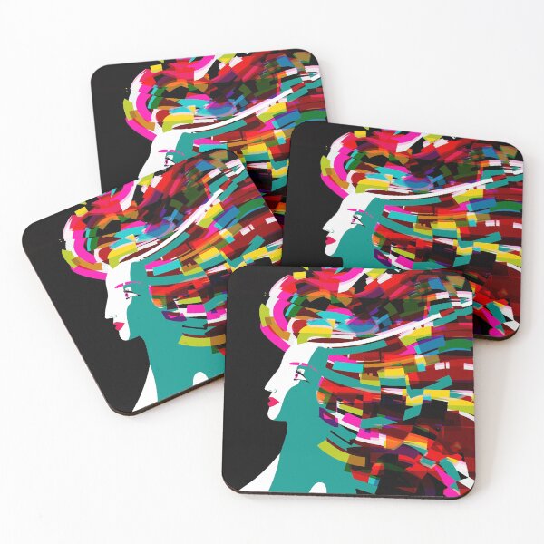 Item preview, glitched colorful cyberspace happy woman face designed and sold by matintheworld ( delcarmat ).