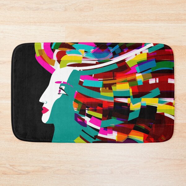 Item preview, glitched colorful cyberspace happy woman face designed and sold by matintheworld ( delcarmat ).