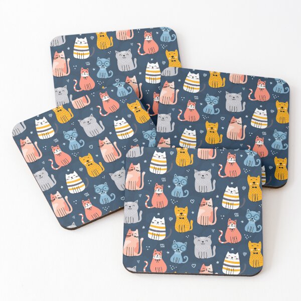 Item preview, Cute cats pattern on navy background designed and sold by della95.