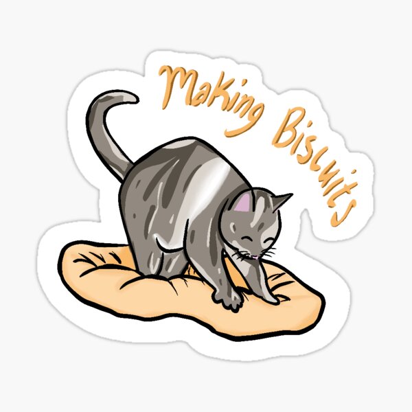 Cat Kneading Biscuits Stickers | Redbubble