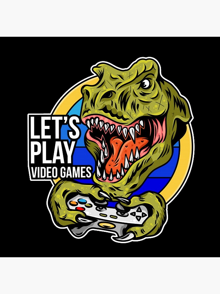 Premium Vector  T rex angry dinosaur gamer which play game on