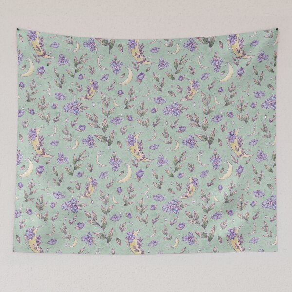 Item preview, Green Lunar Floral Pattern Moon Magic Flower Design designed and sold by JenniferCharlee.