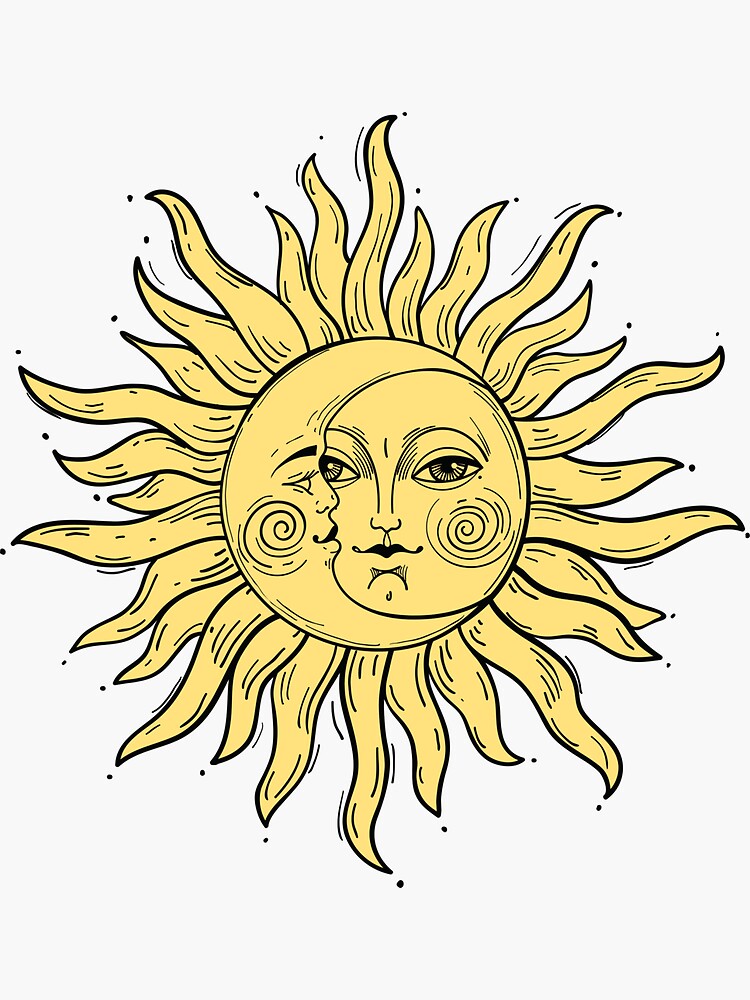 Imagen 3 de 3, Pegatina con la obra Sol y Luna, diseñada y vendida por KushKenz-Art.