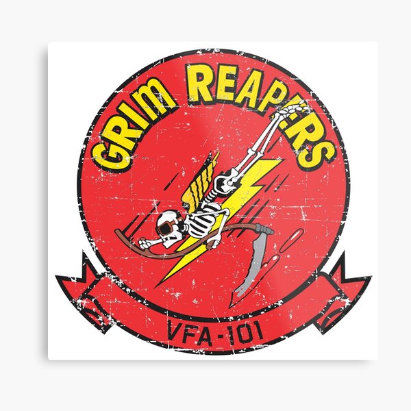 VFA-101 Strike Fighter Squadron Grim Reapers - Grunge Style Metal Print