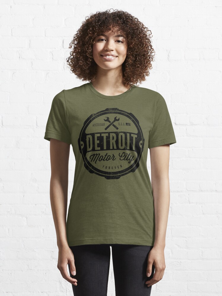 D R Detroit Rebels (0001) Detroit Motor City Forever T-Shirt Mens by Detroit Rebels Brand Military-Green / Medium