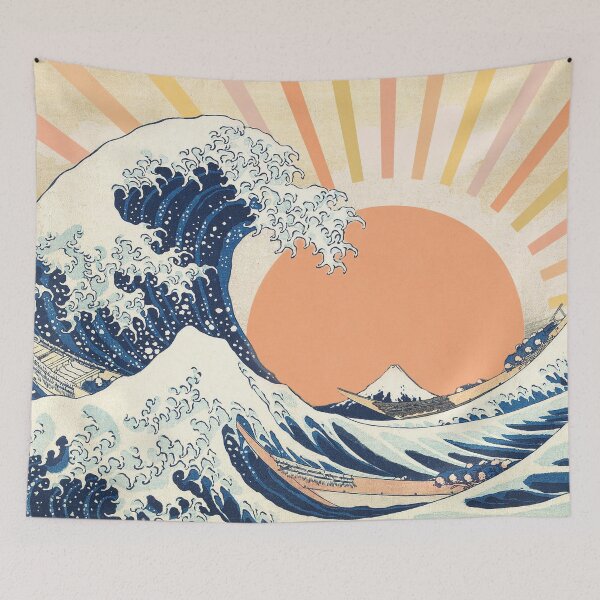 Item preview, The Great Wave off Kanagawa Retro Vintage Sunset designed and sold by ind3finite.