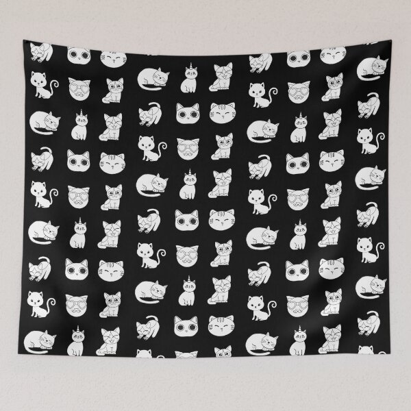 Item preview, Black and white cat pattern pack designed and sold by fluffyfriends.