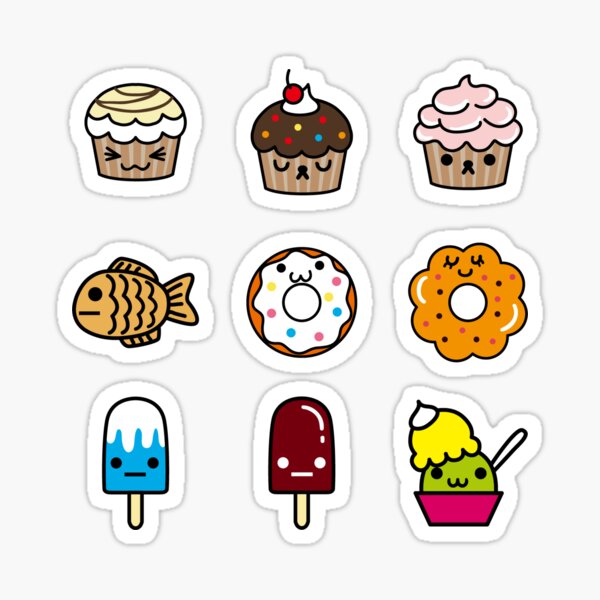 Kawaii Cute Food set  Sticker for Sale by Lauren Kenney