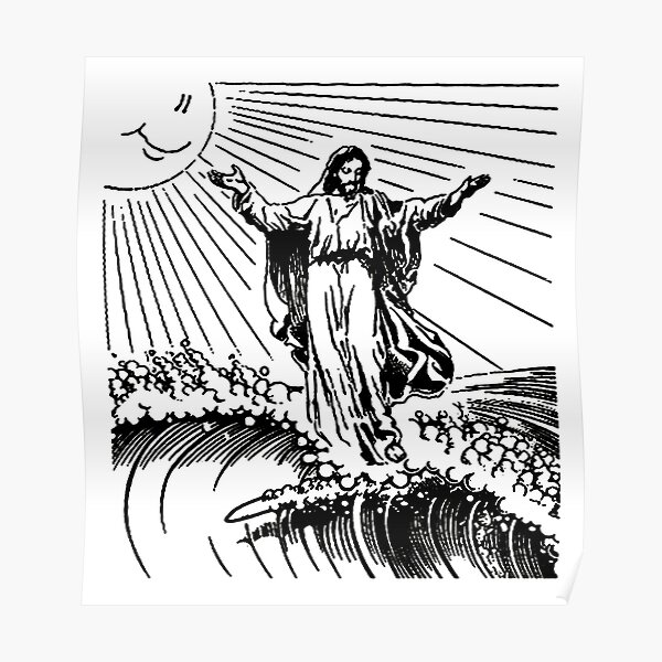 "jesus surf" Poster for Sale by br87art Redbubble