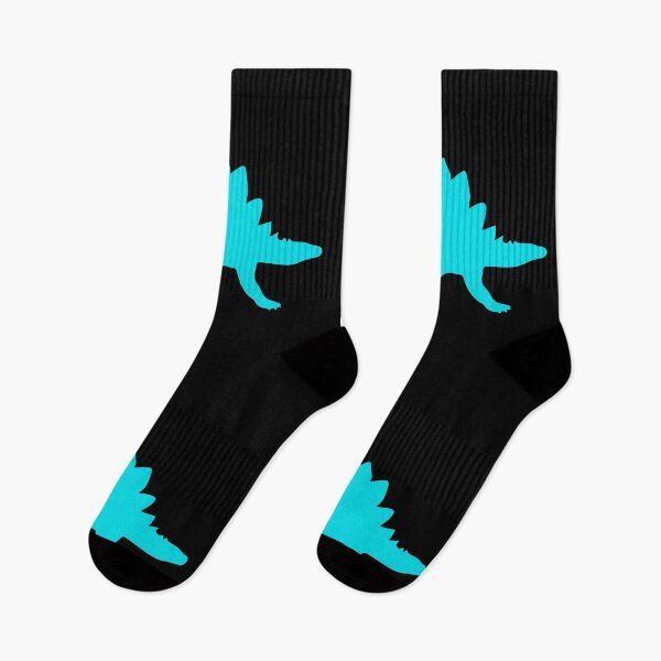 Item preview, Aqua Light Blue Stegosaurus on black background designed and sold by UncleStuScience.