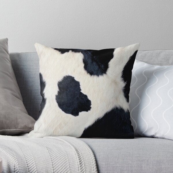 real black and white cowhide Throw Pillow