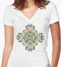 Little red riding hood - mandala pattern Women's Fitted V-Neck T-Shirt