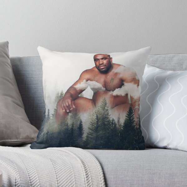 Barry wood bobblehead sitting in wood Funny Throw Pillow
