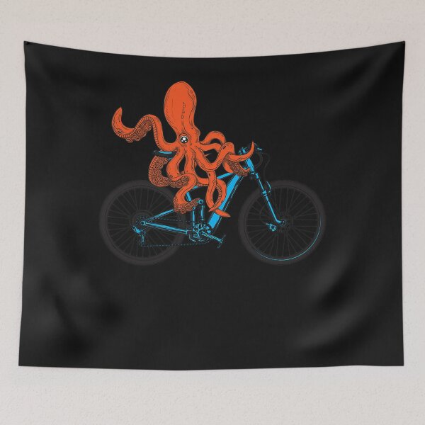 Item preview, Octopus On Bicycle Cycling Eight Long Arms Graphic Print designed and sold by ANABARRIOS.