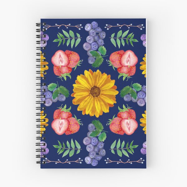 Item preview, Strawberries Blueberries Sunflowers and Leaves designed and sold by PennyPassiflora.