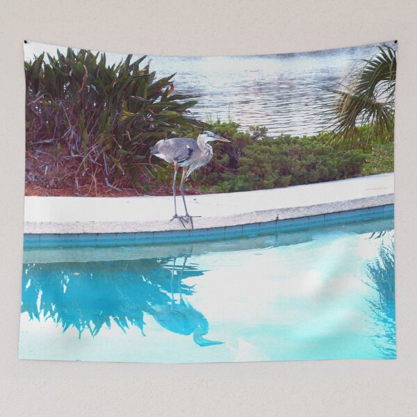 Item preview, Heron enjoying the pool designed and sold by B. Randi Bailey.