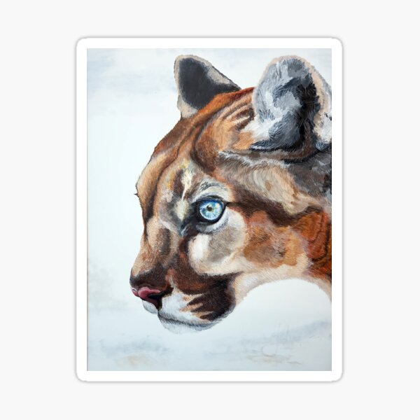Mixed Media Mountain Lion Sticker