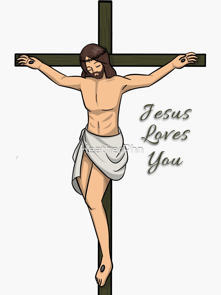 Jesus Christ Crucified On The Cross Sticker For Sale By Heatherphn Redbubble 8593