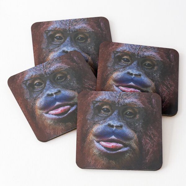 Item preview, komik orangutan with glasses and mustache painting | orangutan painting  designed and sold by KARTICK DUTTA.