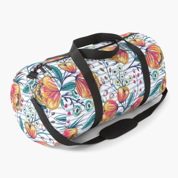Item preview, blue striped orange floral designed and sold by azurebleu.