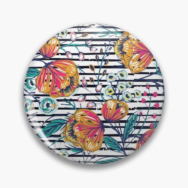 Item preview, black stripe orange floral designed and sold by azurebleu.