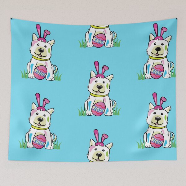 Item preview, Happy Easter dog play egg bunny dress up, fun design  for T shirt, mug, sticker and more. designed and sold by koonam.