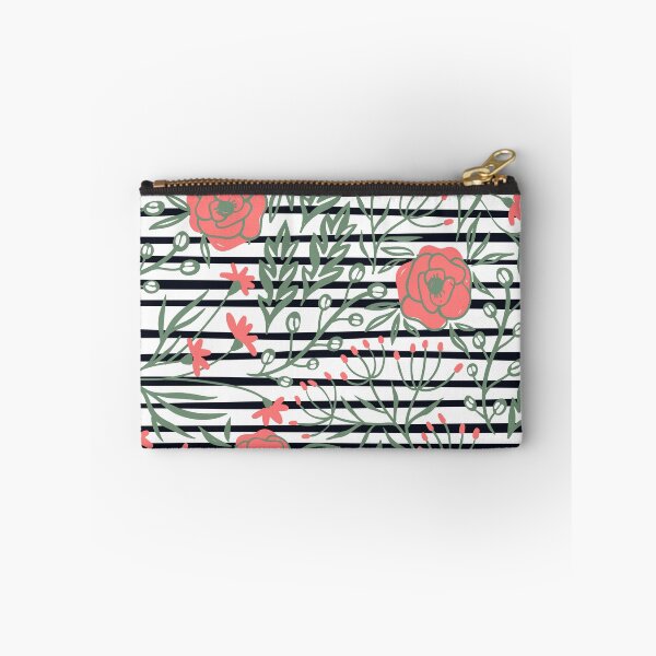 Item preview, black stripe red floral designed and sold by azurebleu.