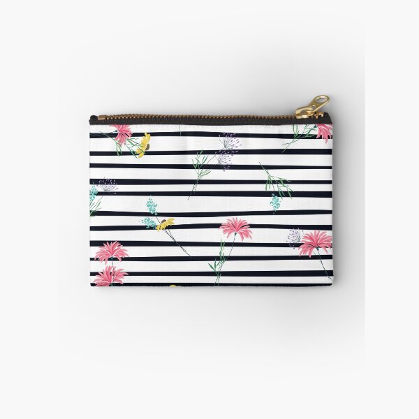 Item preview, black stripe dainty flowers designed and sold by azurebleu.