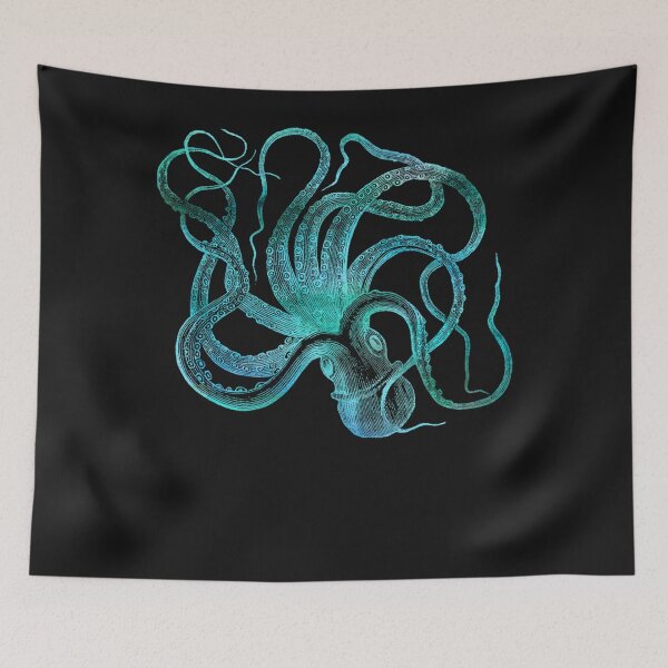 Item preview, Octopus Squid Blue Vintage Illustration Distressed Steampunk designed and sold by ANABARRIOS.
