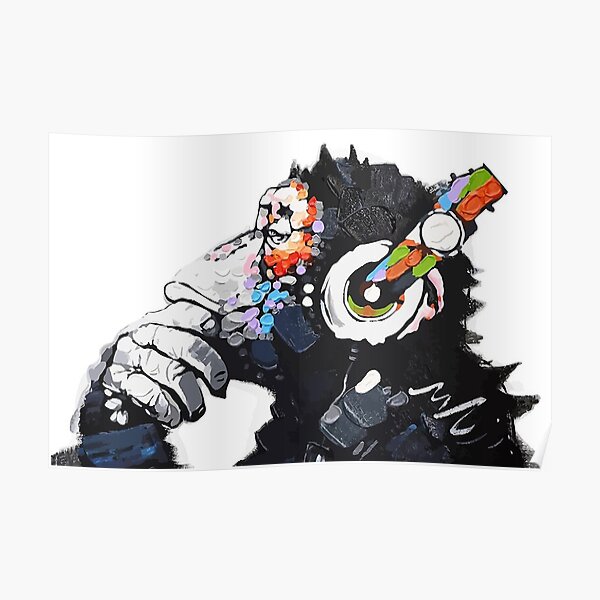 Banksy DJ Monkey Thinker with Headphones  Poster