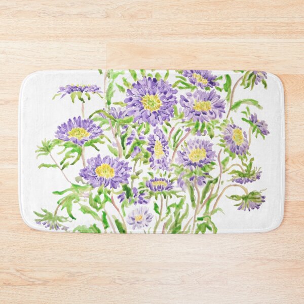 Item preview, hand painted purple aster flowers watercolor  designed and sold by ColorandColor.