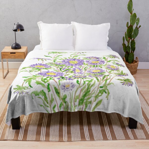 Item preview, hand painted purple aster flowers watercolor  designed and sold by ColorandColor.