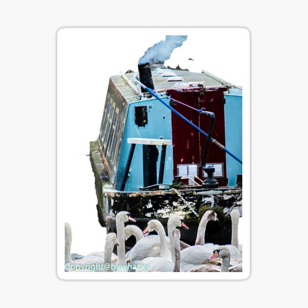 Narrowboat and swans  Sticker