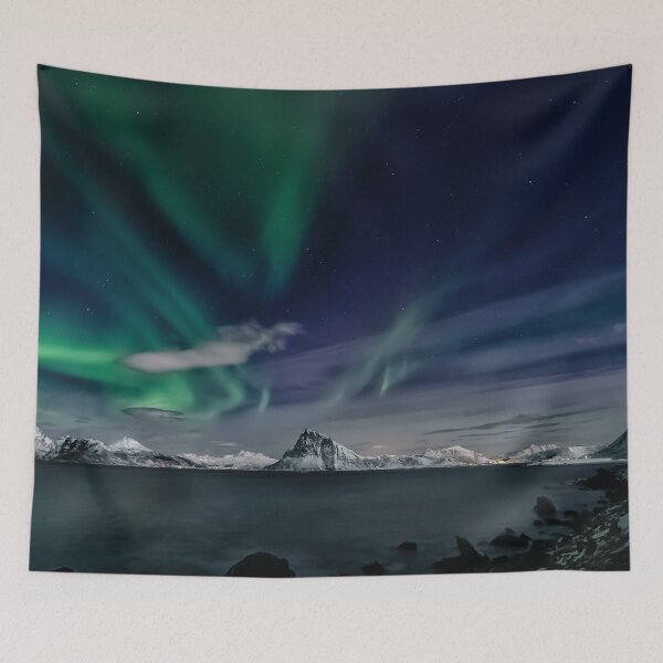 Item preview, phenomenon northern lights skies above the sea at night designed and sold by ImRotem.
