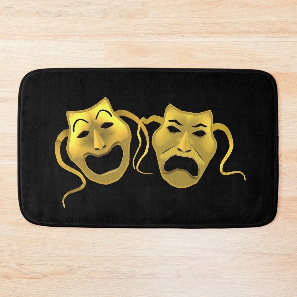 Item preview, Gold and Bronze Comedy and Tragedy Masks with Ribbons. (Black Background) designed and sold by ArtByLM.