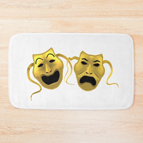 Item preview, Gold and Bronze Comedy and Tragedy Masks with Ribbons. (White Background) designed and sold by ArtByLM.