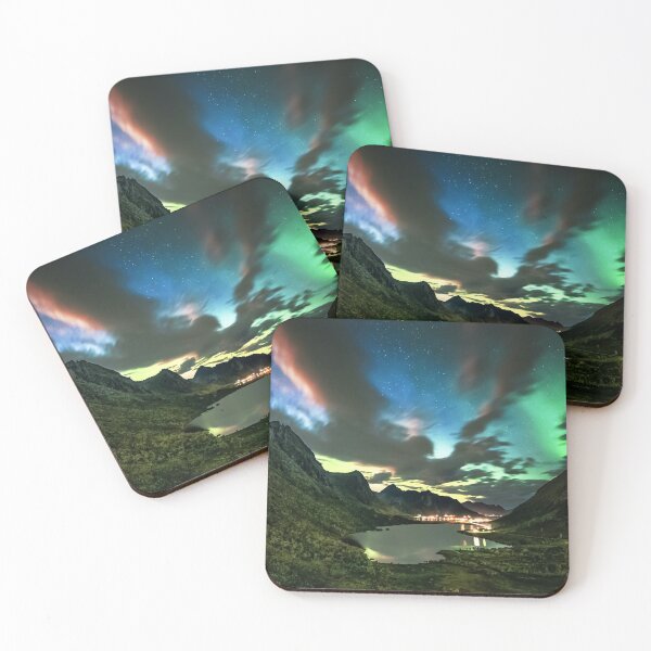 Item preview, amazing view with northern lights trails between mountain above a lake designed and sold by ImRotem.