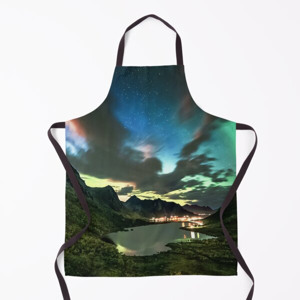 Item preview, amazing view with northern lights trails between mountain above a lake designed and sold by ImRotem.