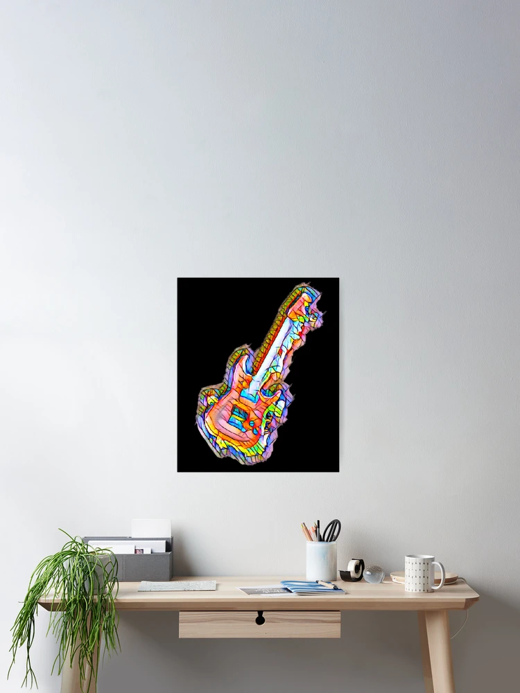 Thumbnail 2 of 3, Poster, Abstract Stained Glass Guitar designed and sold by DesignsofNote.