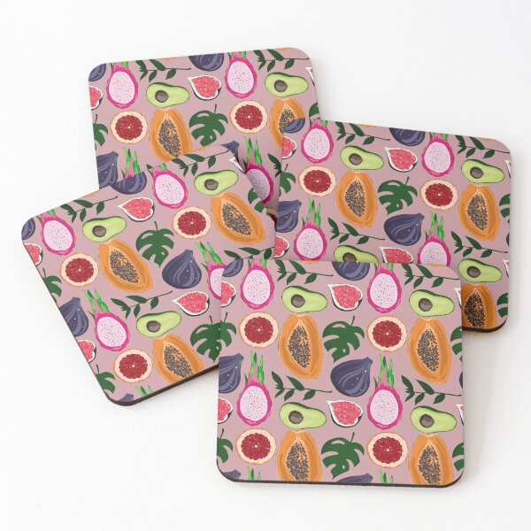 Item preview, Juicy tropical fruits on a pink background designed and sold by Aksena.