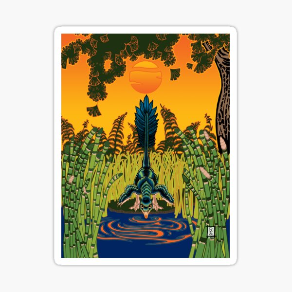 Troodon in the Rushes Sticker