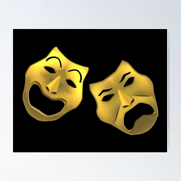 Comedy And Tragedy Theater Masks Black Line Art Print by John Schwegel -  Pixels Merch