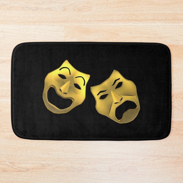 Item preview, Comedy and Tragedy Masks in Gold and Black (Black Background) designed and sold by ArtByLM.