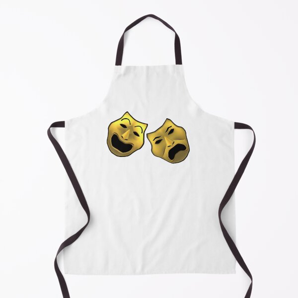 Item preview, Comedy and Tragedy Masks in Gold and Black (White Background) designed and sold by ArtByLM.